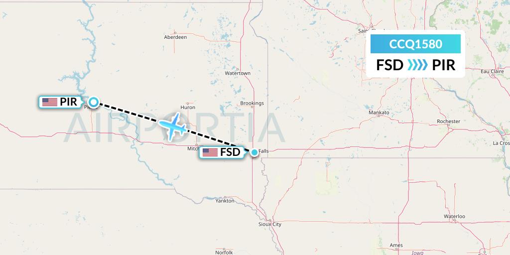 CCQ1580 Capital City Air Carriers Flight Map: Sioux Falls to Pierre
