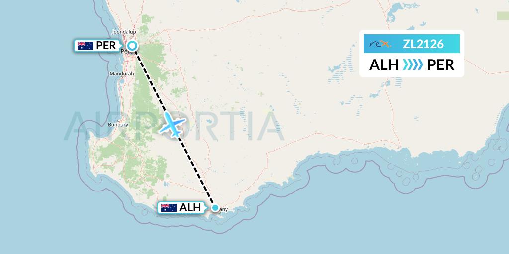 ZL2126 Regional Express Flight Map: Albany to Perth