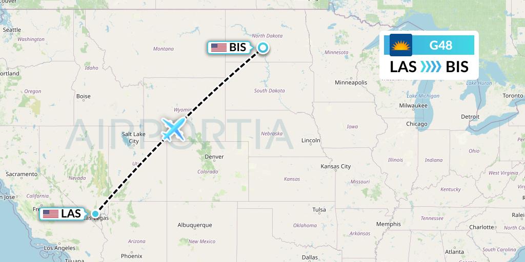 G48 Allegiant Air Flight Map: Las Vegas to Bismarck