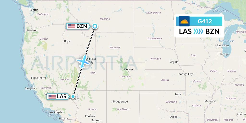 G412 Allegiant Air Flight Map: Las Vegas to Bozeman