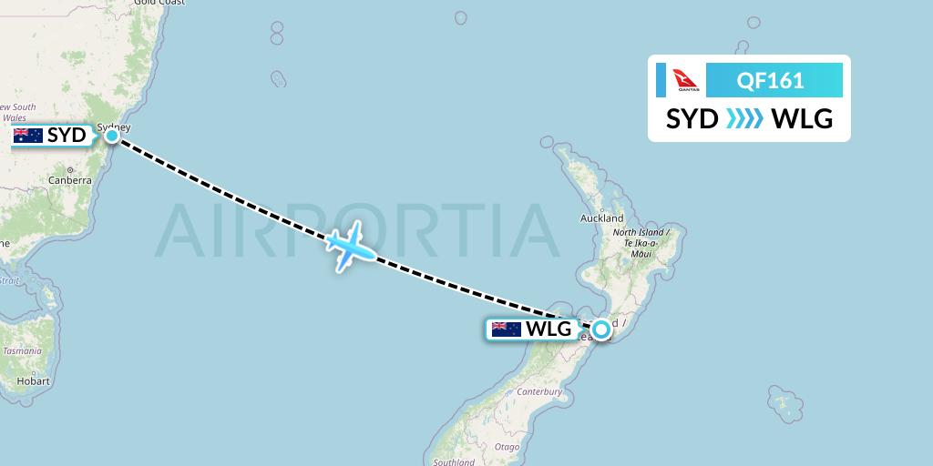 QF161 Qantas Flight Map: Sydney to Wellington