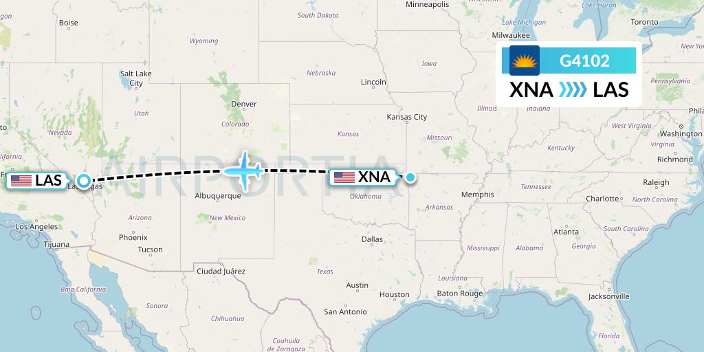 G4102 Allegiant Air Flight Map: Bentonville to Las Vegas