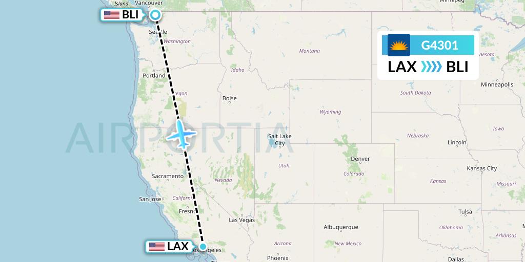 G4301 Allegiant Air Flight Map: Los Angeles to Bellingham