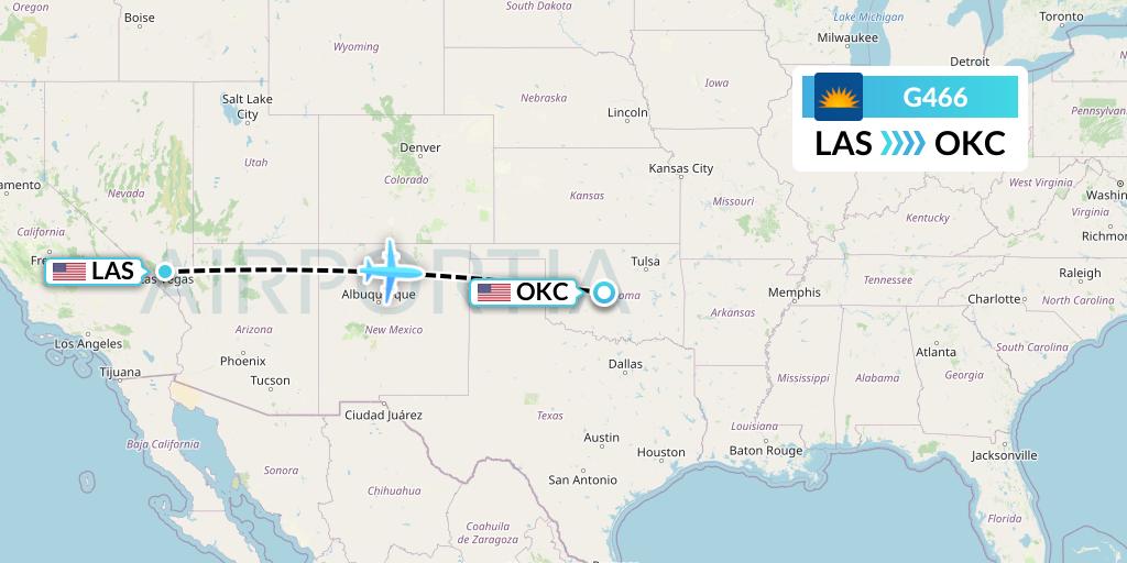 G466 Allegiant Air Flight Map: Las Vegas to Oklahoma City