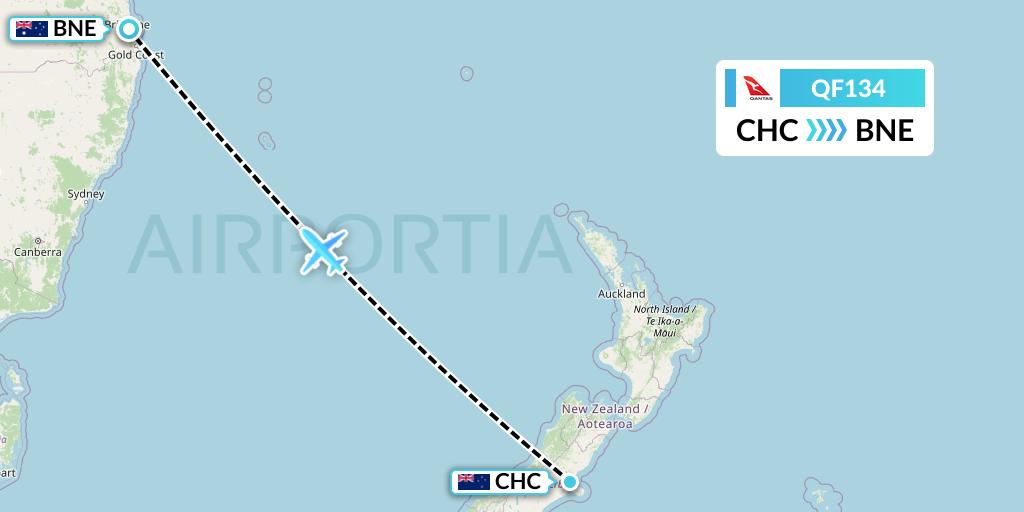 QF134 Flight Status Qantas Christchurch to