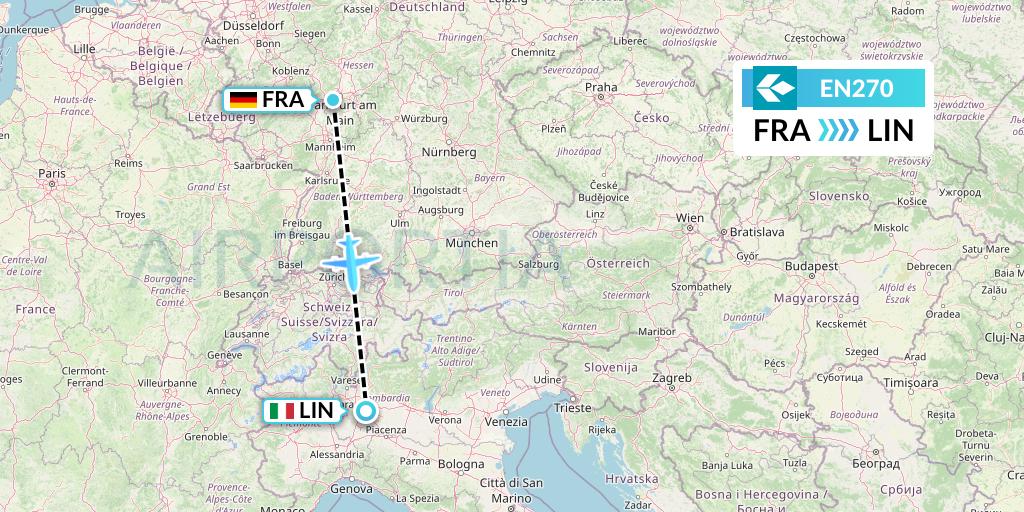 EN270 Air Dolomiti Flight Map: Frankfurt to Milan
