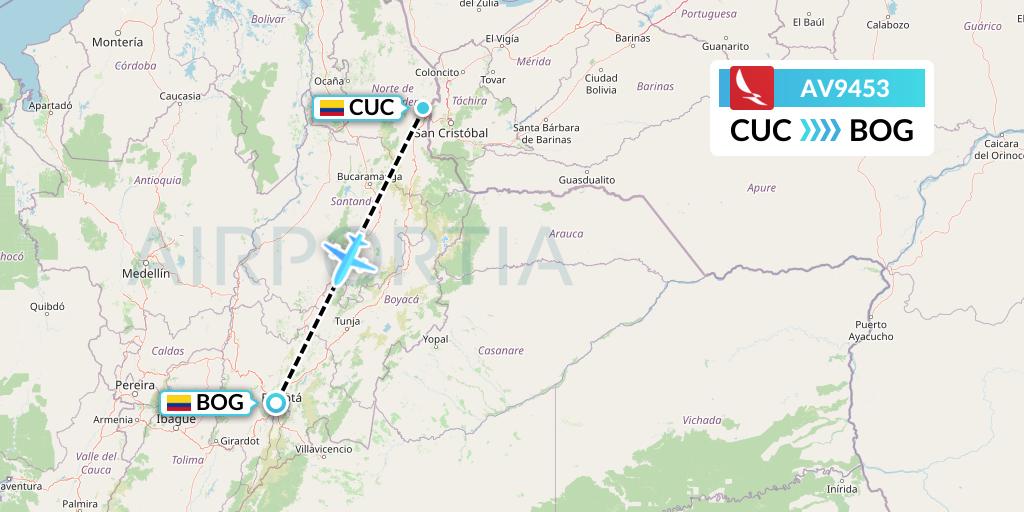 AV9453 Avianca Flight Map: Cucuta to Bogota