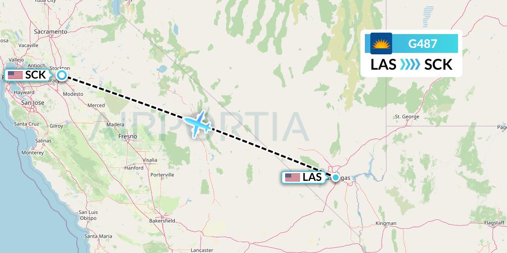 G487 Allegiant Air Flight Map: Las Vegas to Stockton