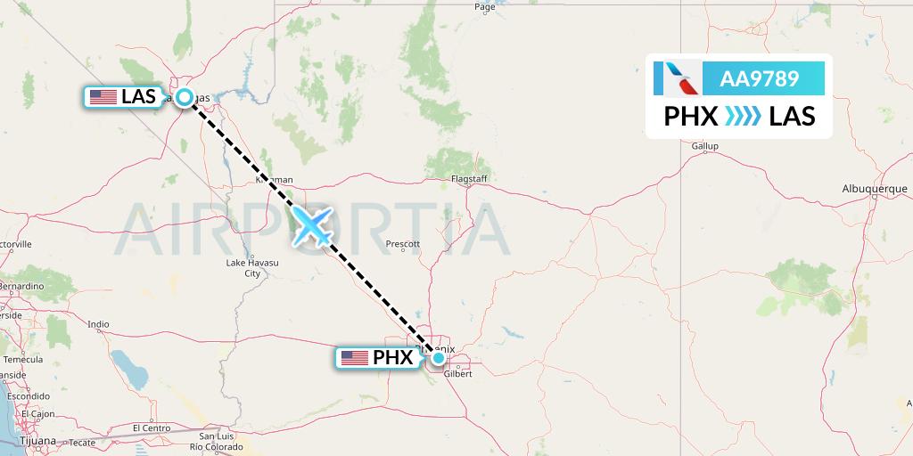 AA9789 American Airlines Flight Map: Phoenix to Las Vegas
