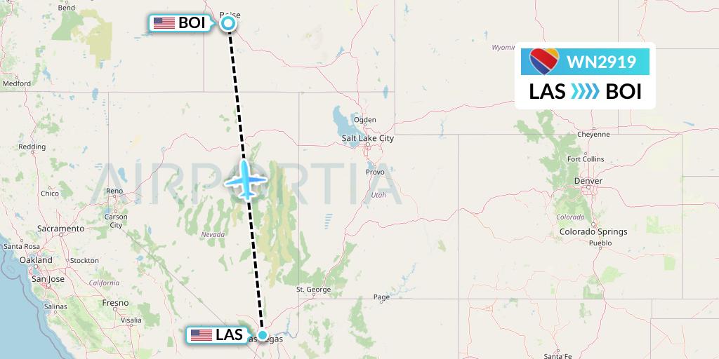 WN2919 Southwest Airlines Flight Map: Las Vegas to Boise