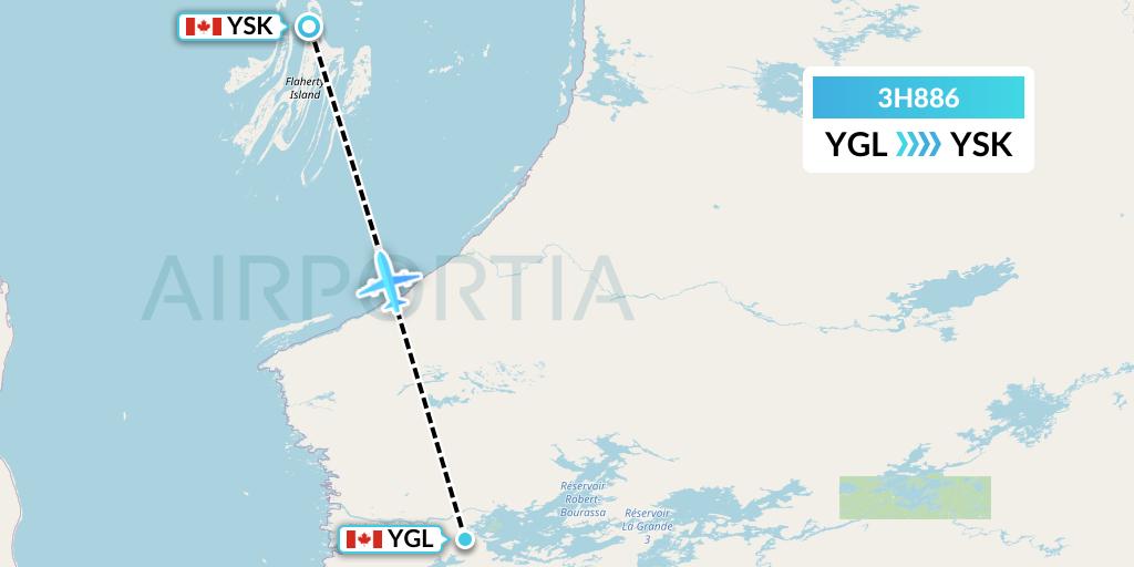 3H886 Air Inuit Flight Map: La Grande Riviere to Sanikiluaq