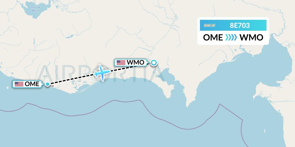 8E703 Bering Air Flight Map: Nome to White Mountain