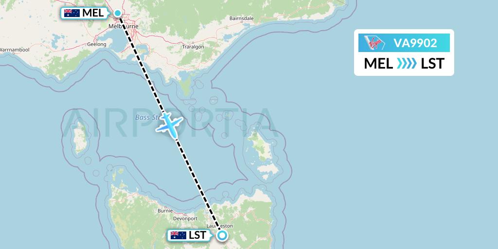 VA9902 Virgin Australia Flight Map: Melbourne to Launceston