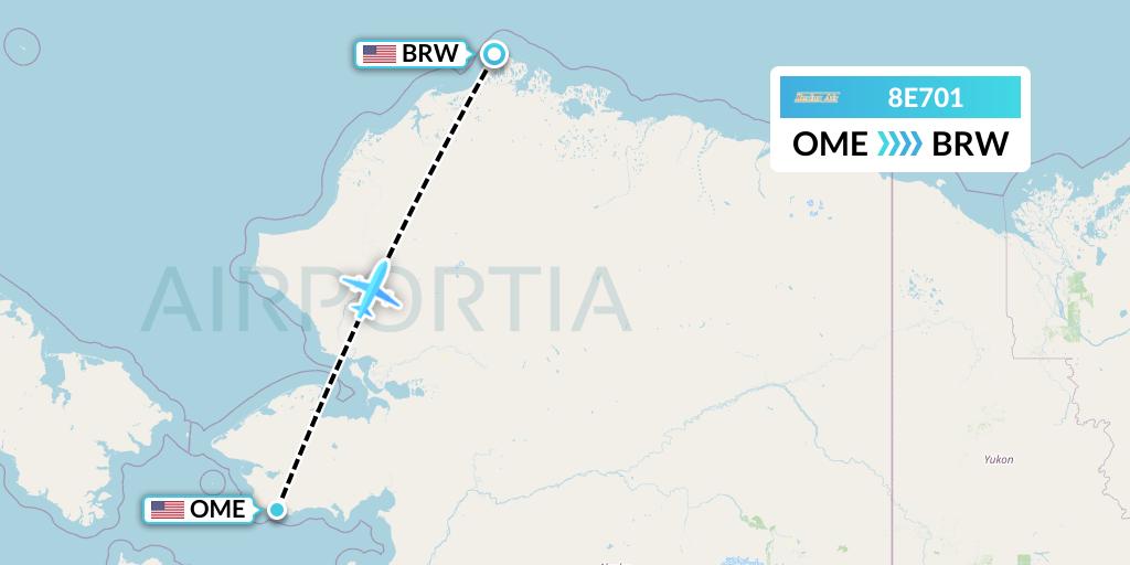 8E701 Bering Air Flight Map: Nome to Barrow