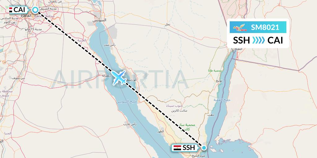 SM8021 Air Cairo Flight Map: Sharm el-Sheikh to Cairo