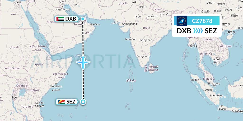 CZ7878 China Southern Airlines Flight Map: Dubai to Victoria