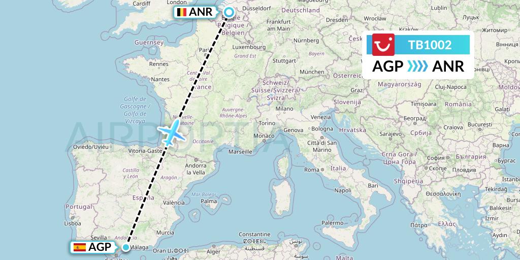 TB1002 Flight Status TUI fly Belgium Malaga to Antwerp (JAF1002)