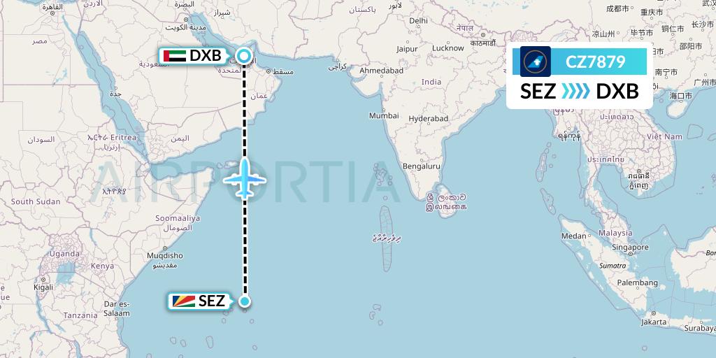 CZ7879 China Southern Airlines Flight Map: Victoria to Dubai