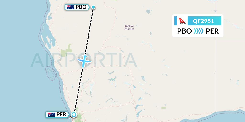 QF2951 Qantas Flight Map: Paraburdoo to Perth