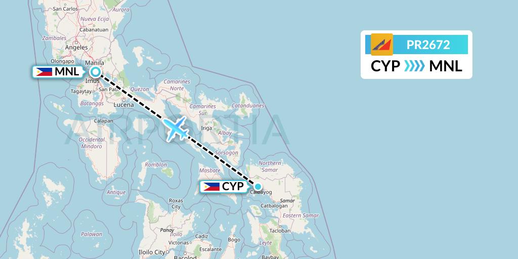 PR2672 Philippine Airlines Flight Map: Calbayog to Manila