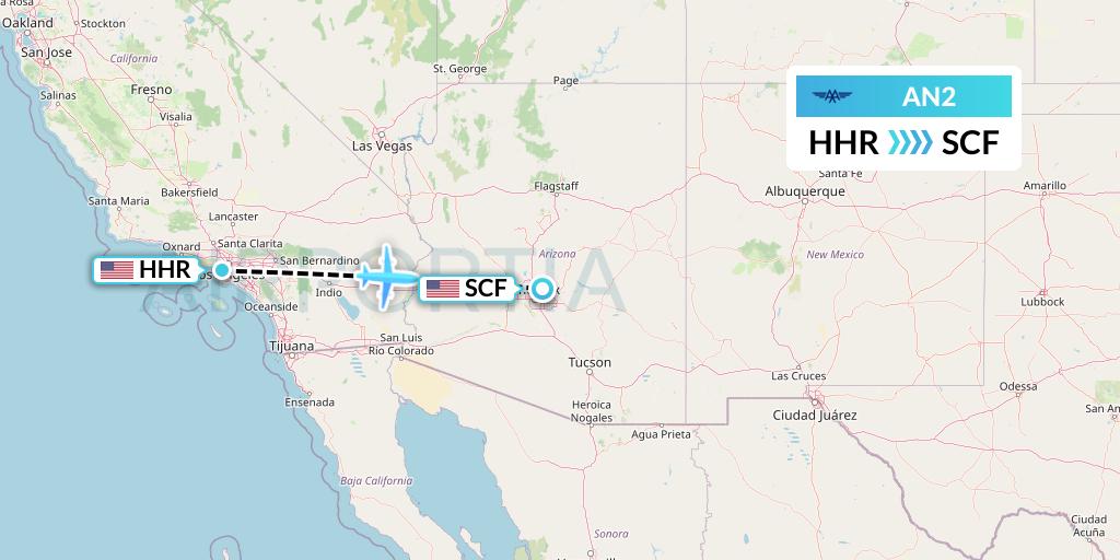 AN2 Advanced Air Flight Map: Hawthorne to Scottsdale