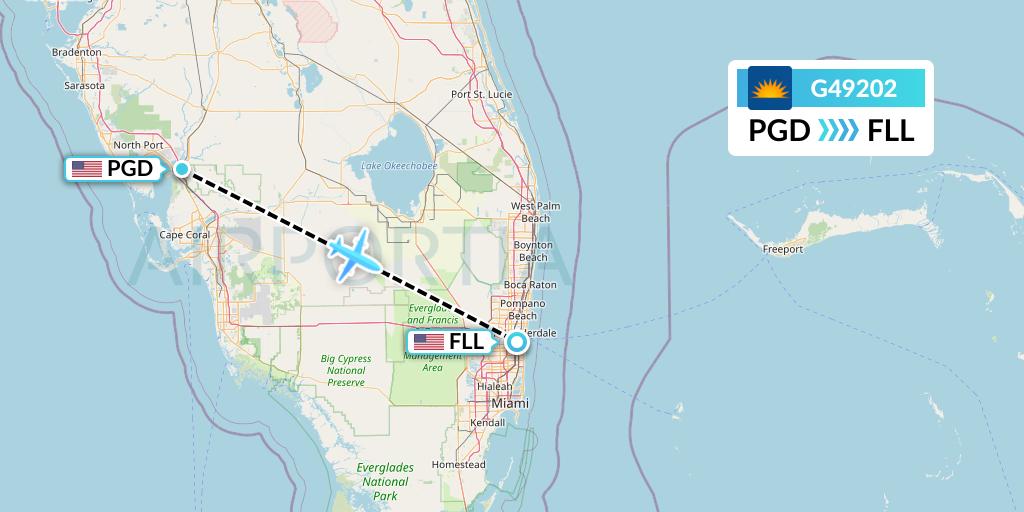 G49202 Allegiant Air Flight Map: Punta Gorda to Fort Lauderdale