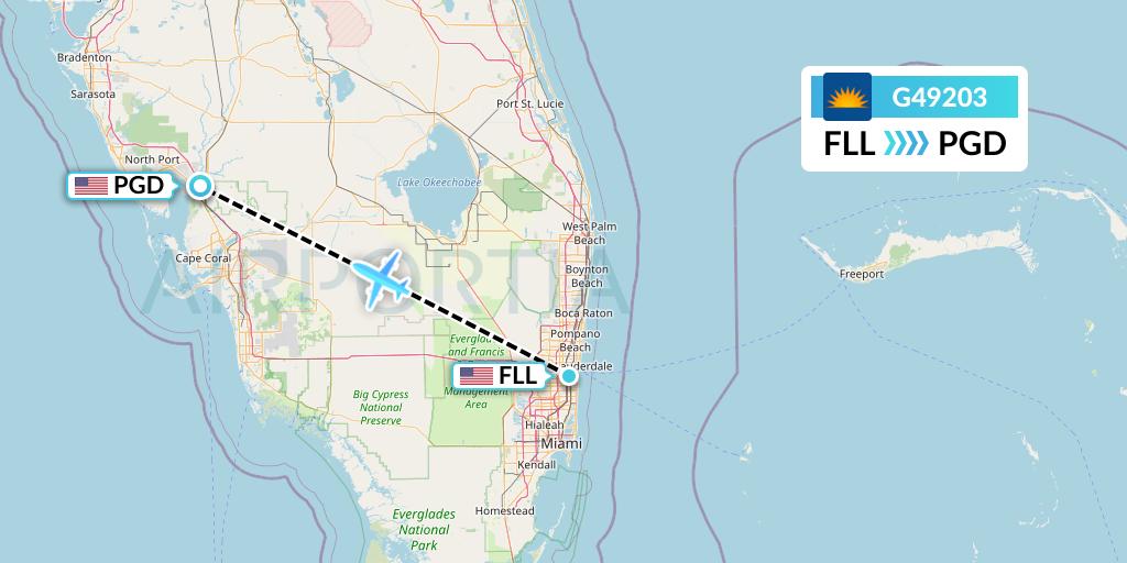 G49203 Allegiant Air Flight Map: Fort Lauderdale to Punta Gorda