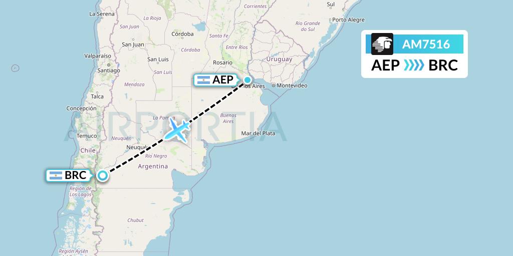 AM7516 Aeromexico Flight Map: Buenos Aires to San Carlos de Bariloche