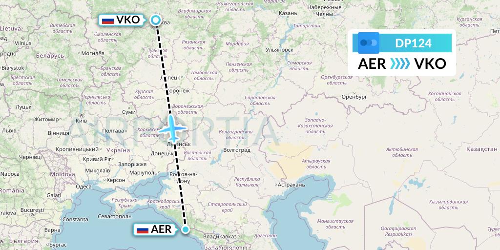 DP124 Pobeda Flight Map: Sochi to Moscow