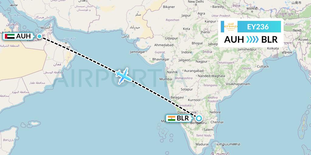 EY236 Flight Status Etihad Airways: Abu Dhabi to Bangalore (ETD236)