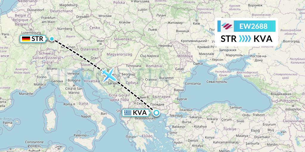 EW2688 Eurowings Flight Map: Stuttgart to Kavala