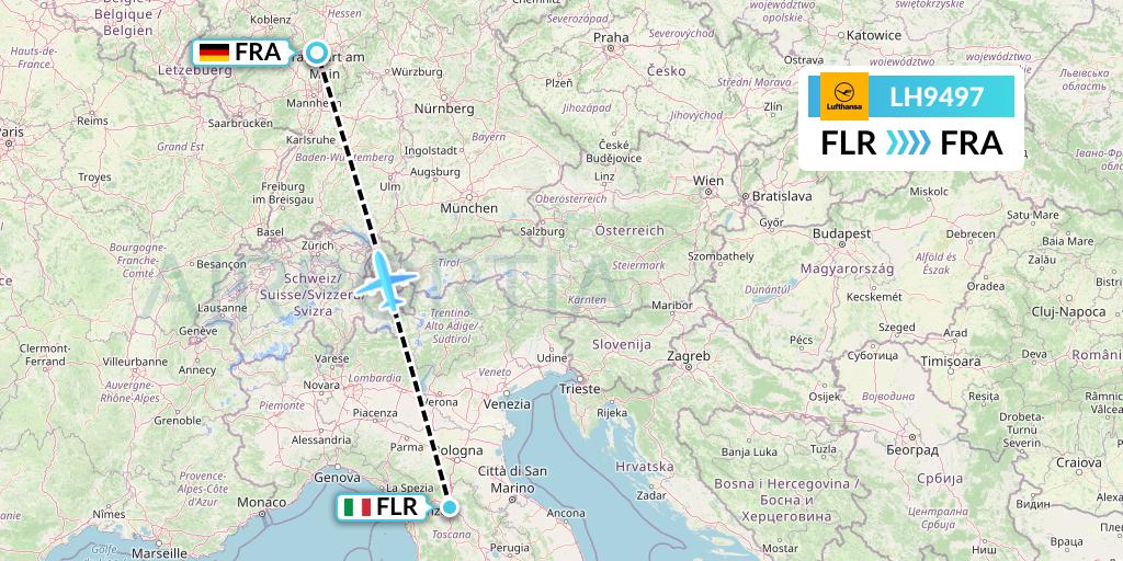 LH9497 Lufthansa Flight Map: Florence to Frankfurt