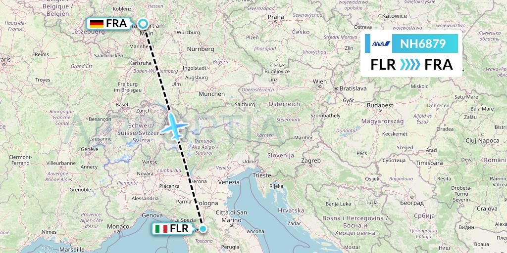 NH6879 All Nippon Airways Flight Map: Florence to Frankfurt