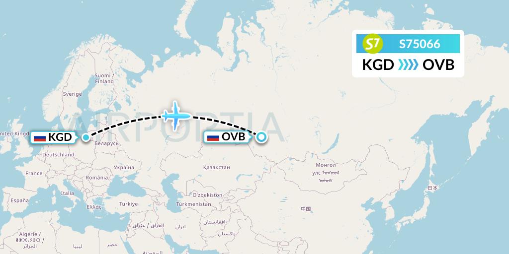 S75066 S7 Airlines Flight Map: Kaliningrad to Novosibirsk