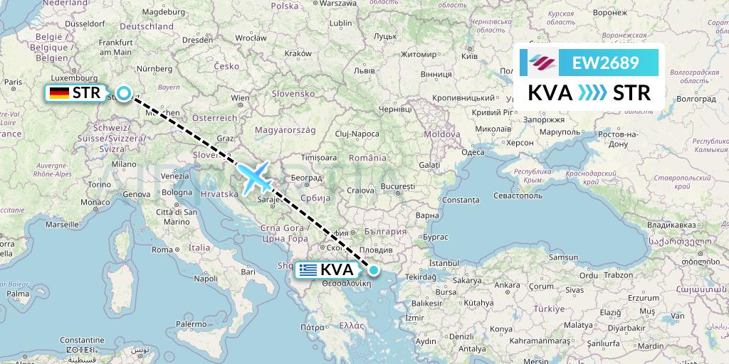 EW2689 Eurowings Flight Map: Kavala to Stuttgart