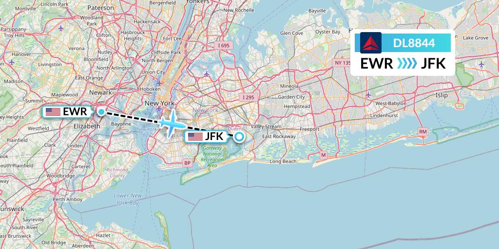 DL8844 Delta Air Lines Flight Map: New York to New York
