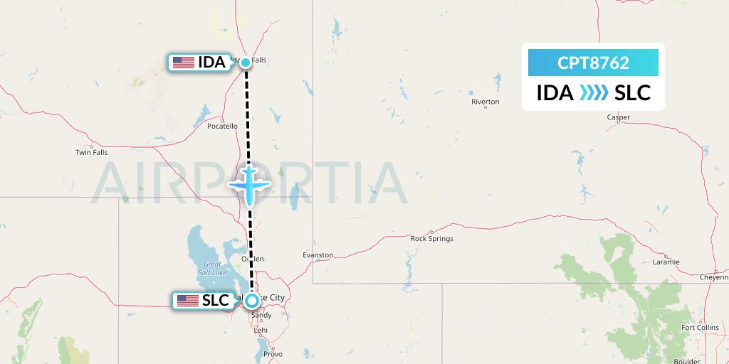 CPT8762 Corporate Air Flight Map: Idaho Falls to Salt Lake City
