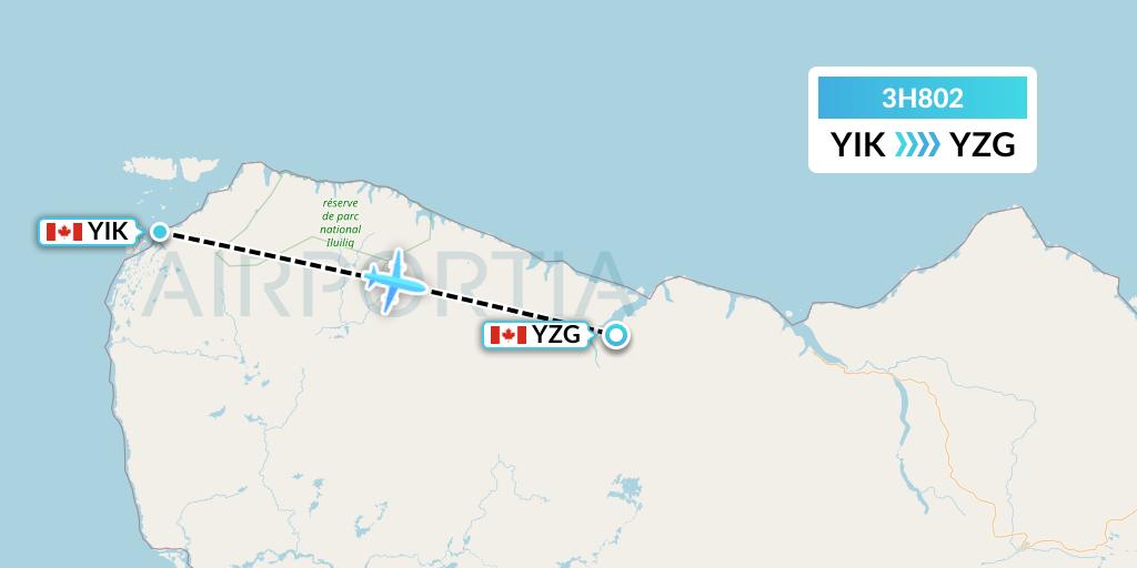 3H802 Air Inuit Flight Map: Ivujivik to Salluit