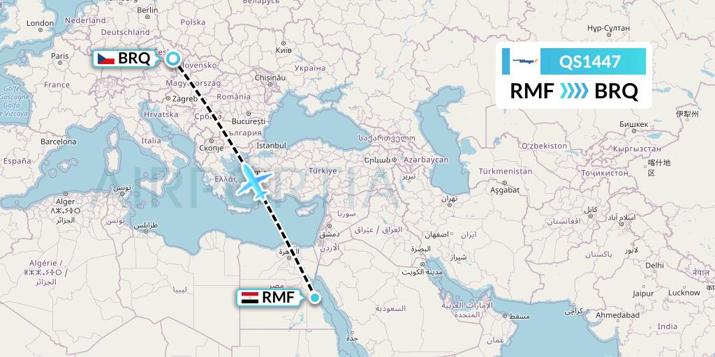 QS1447 Smartwings Flight Map: Marsa Alam to Brno