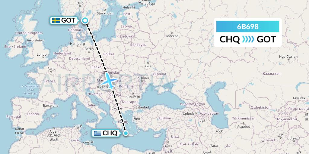 6B698 TUI fly Nordics Flight Map: Chania to Gothenburg
