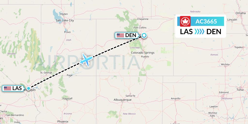 AC3665 Air Canada Flight Map: Las Vegas to Denver