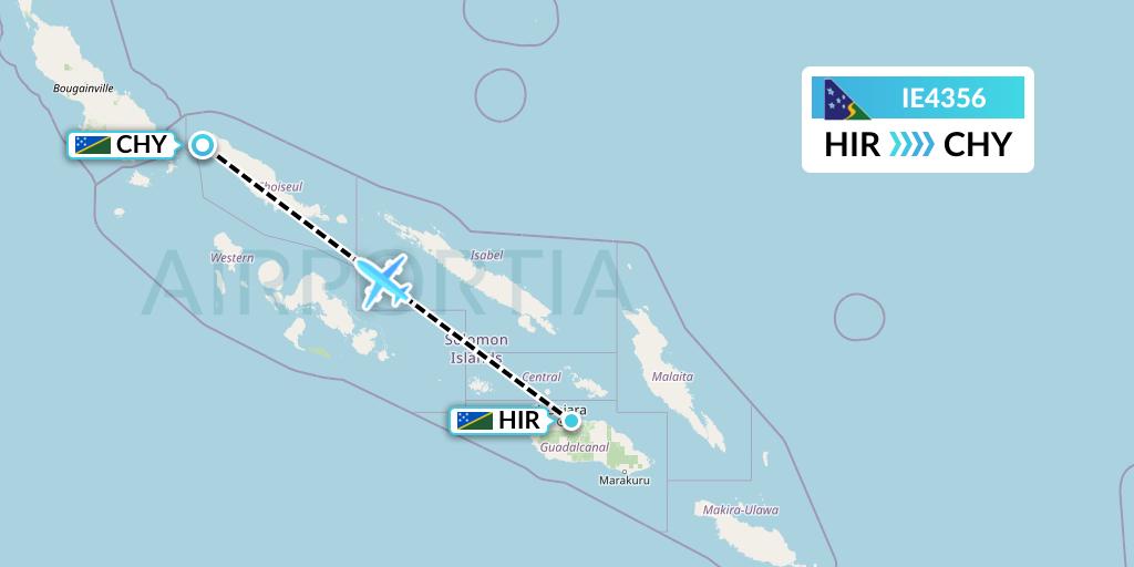 IE4356 Solomon Airlines Flight Map: Honiara to Solomon Islands