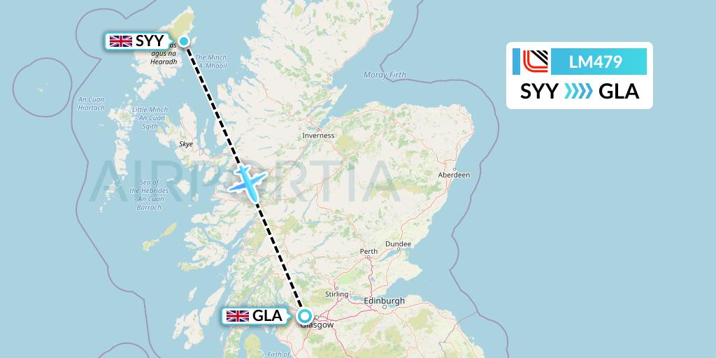 LM479 Loganair Flight Map: Stornoway to Glasgow