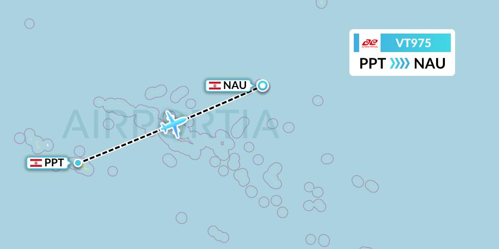 VT975 Air Tahiti Flight Map: Papeete to Makemo
