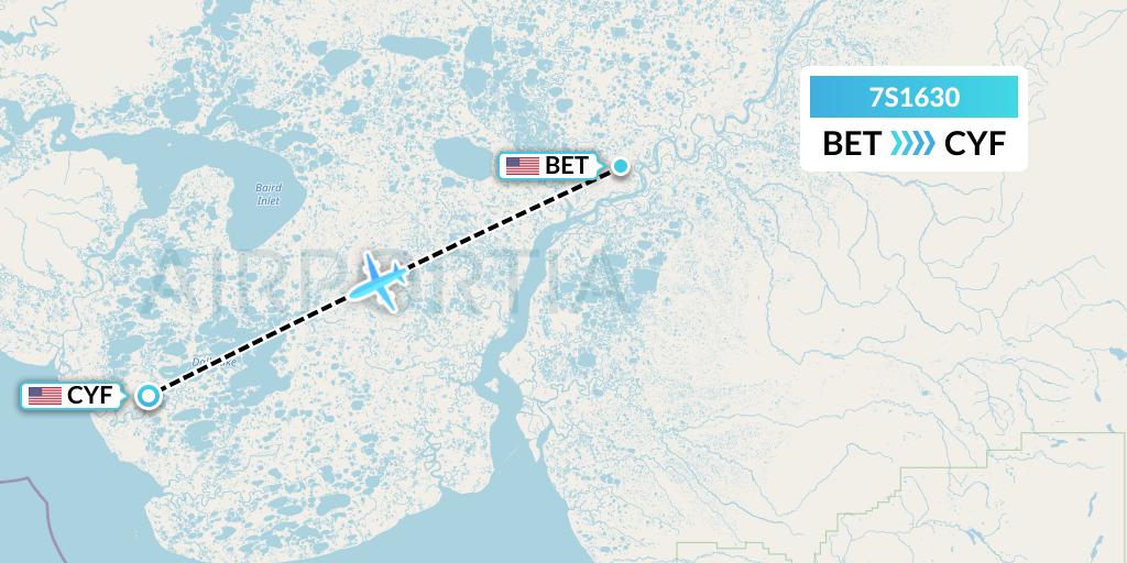 7S1630 Ryan Air (USA) Flight Map: Bethel to Chefornak