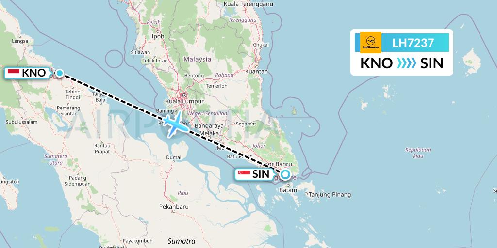 LH7237 Lufthansa Flight Map: Medan to Singapore
