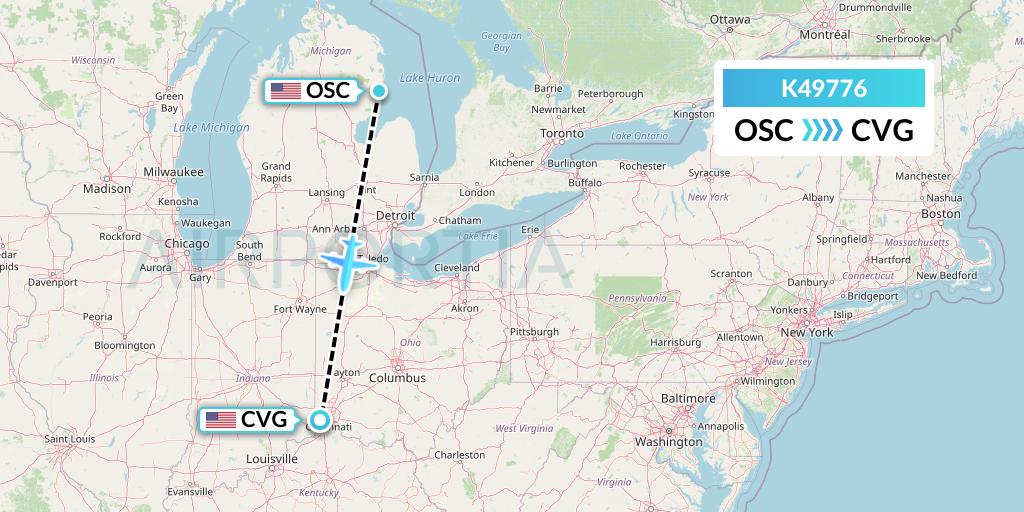 K49776 Kalitta Air Flight Map: Oscoda to Cincinnati