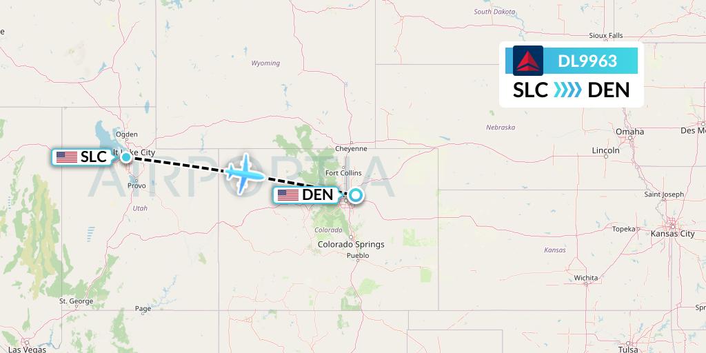 DL9963 Delta Air Lines Flight Map: Salt Lake City to Denver