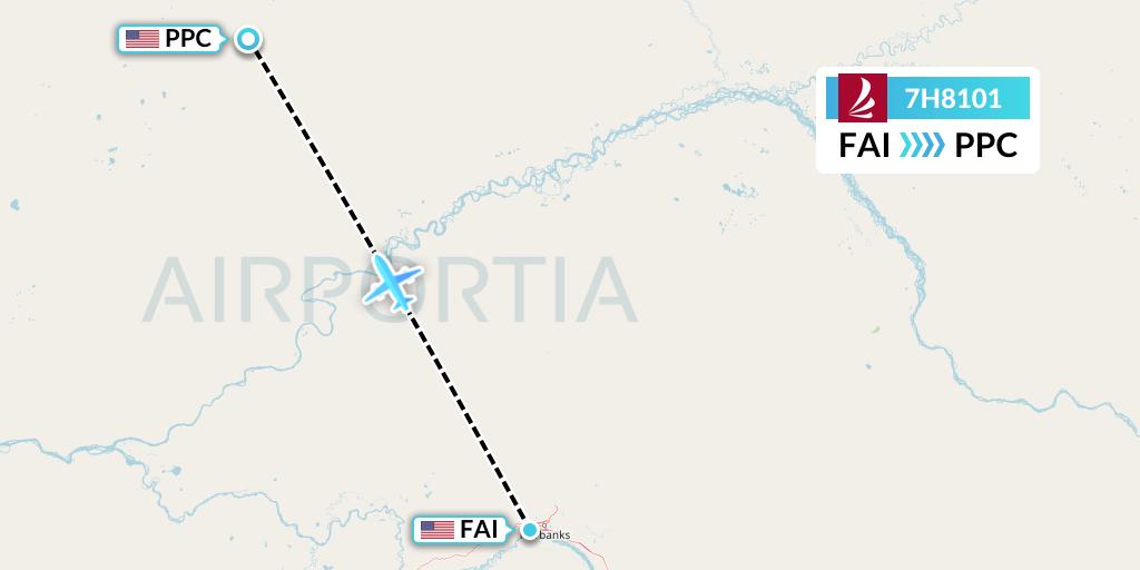 7H8101 Ravn Alaska Flight Map: Fairbanks to Prospect Creek
