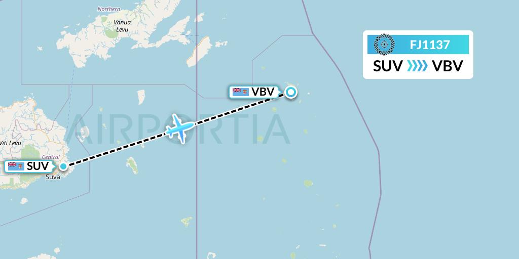 FJ1137 Fiji Airways Flight Map: Suva to Vanua Balavu